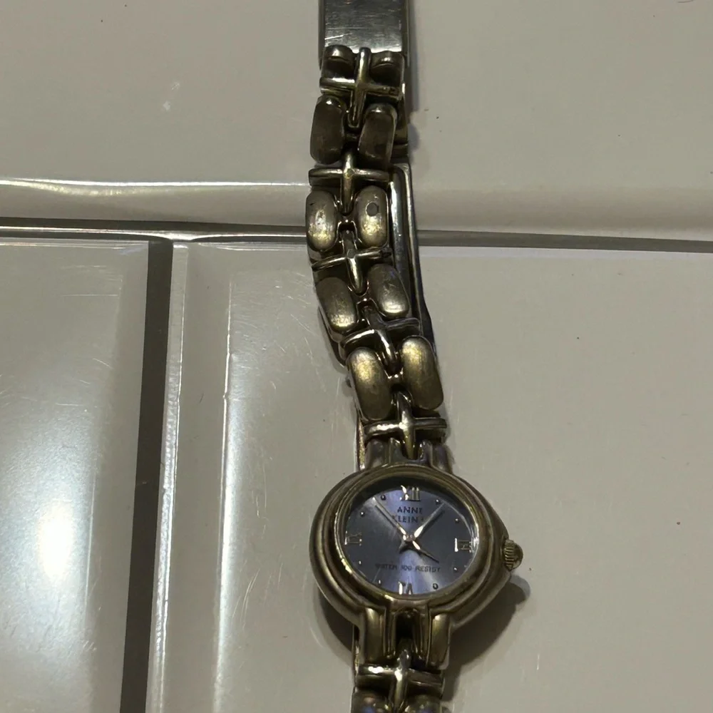 Anne Klein Silver and Blue Artistic Timepiece
